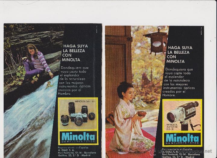 Colecionismo: 2 anuncios publicidad camara fotos y videocamara / tomavistas de minolta
