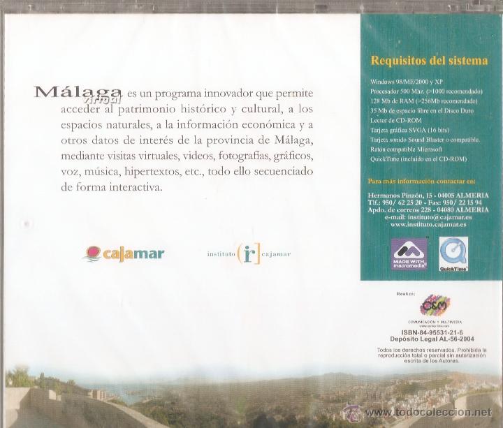 Coleccionismo: CD-ROM M&Aacute;LAGA VIRTUAL - CAJAMAR E INSTITUTO CAJAMAR - 2004 - PRECINTADO!!!! - Foto 2