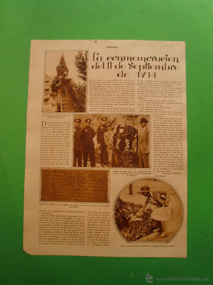 Collecting paper: CONMEMORACION DEL 11 DE SEPTIEMBRE DE 1714 - 16/9/1930