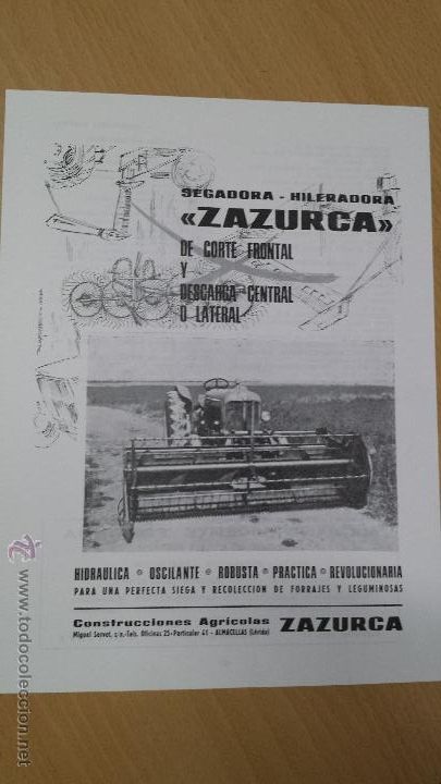 Collectionnisme: SEGADORA ZAZURCA CONSTRUCCIONES AGR&Iacute;COLAS ALMAC&Eacute;N LAS L&Eacute;RIDA LLEIDA