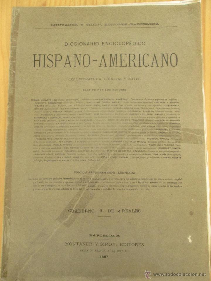 Coleccionismo: DICCIONARIO ENCICLOP&Eacute;DICO HISPANO-AMERICANO, CUADERNO 11, BARCELONA 1887 MONTANER Y SIM&Oacute;N.