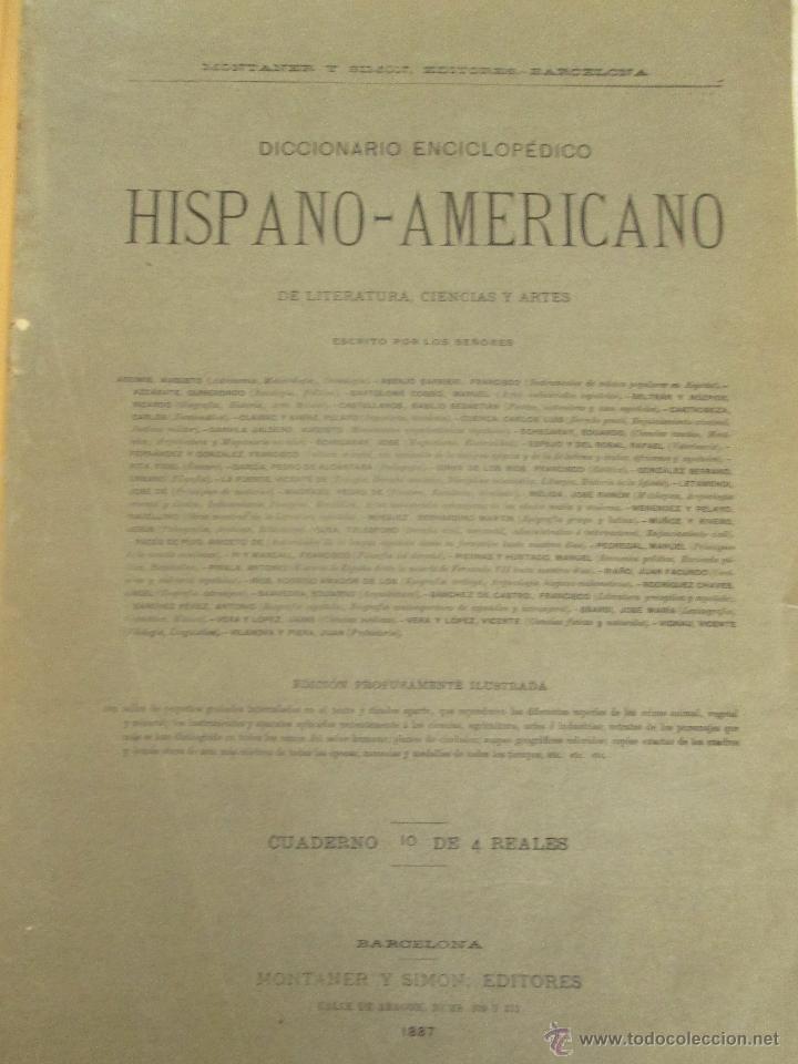 Coleccionismo: DICCIONARIO ENCICLOP&Eacute;DICO HISPANO-AMERICANO, CUADERNO 10, BARCELONA 1887 MONTANER Y SIM&Oacute;N.
