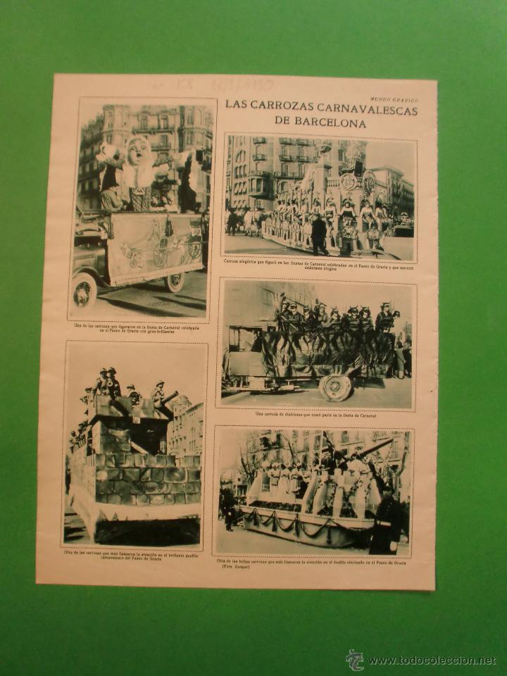 Collecting paper: CARROZAS CARNAVALESCAS DE BARCELONA - HOMENAJES EN MADRID - 12/3/1930
