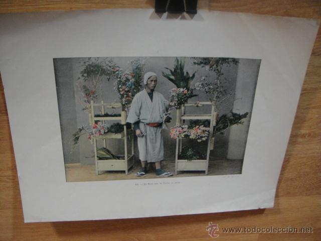 Coleccionismo: lamina del japon - vendedor de flores - a&ntilde;o 1890