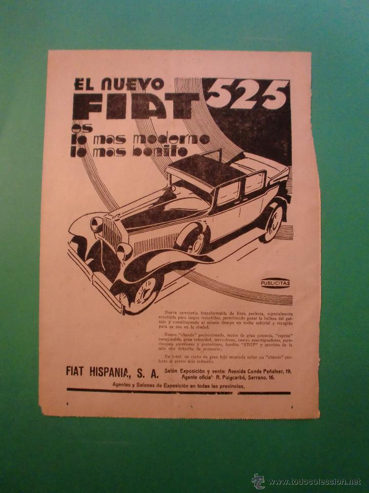 Coleccionismo: NUEVO FIAT 525 - FIAT HISPANIA S.A. - 10/5/1930