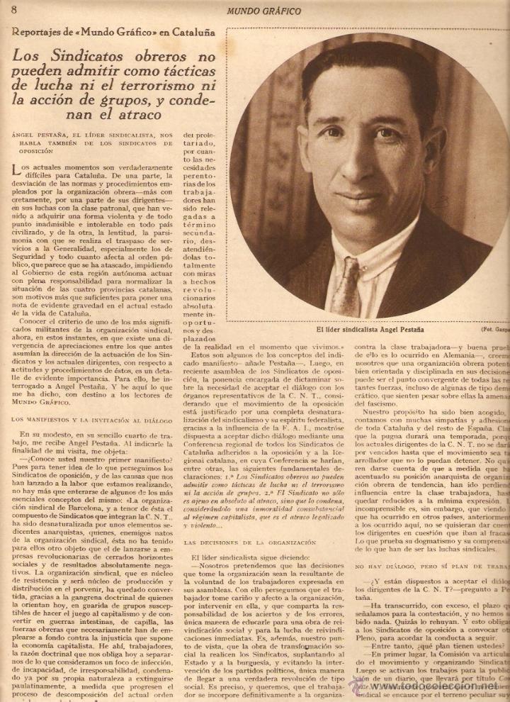 Coleccionismo: A&Ntilde;OS 30 RECORTE PRENSA MIGUEL UTRILLO ANGEL GANIVET EN SITGES ENTREVISTA ANGEL PESTA&Ntilde;A SINDICALISMO