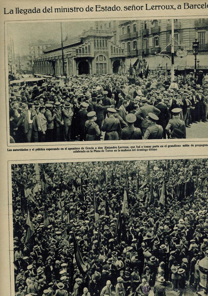 Coleccionismo: A&Ntilde;OS 30 RECORTE PRENSA LERROUX BARCELONA GRAN MITIN REPUBLICANO RADICAL PLAZA TOROS MONUMENTAL