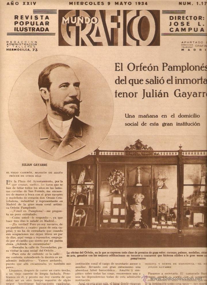 Coleccionismo: A&Ntilde;O 1934 PAMPLONA ORFEON PAMPLONES MUSICA TENOR JULIAN GAYARRE REMIGIO MUGICA MARIANO ARTEAGA