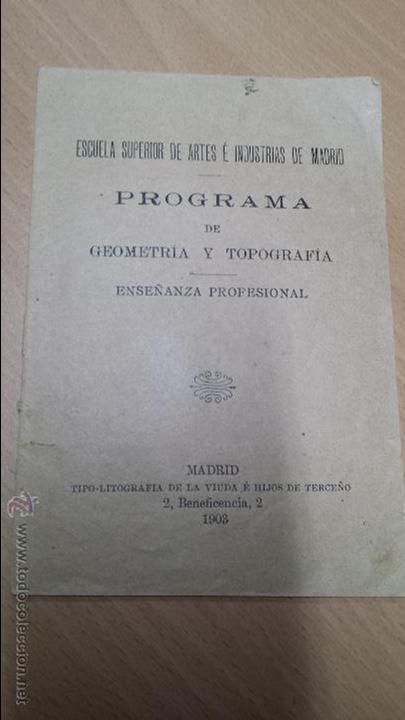 Sammelleidenschaft Papier: PROGRAMA GEOMETR&Iacute;A Y TOPOGRAF&Iacute;A ENSE&Ntilde;ANZA MADRID 1903