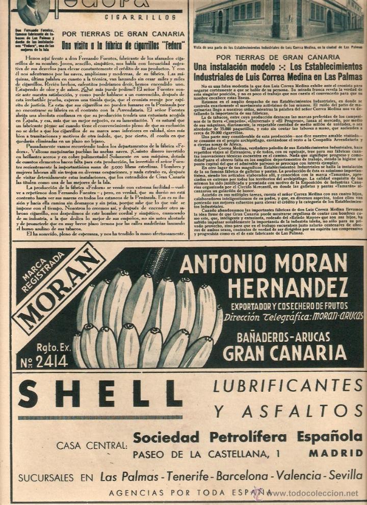 Collezionismo: A&Ntilde;OS 30 RECORTE PRENSA PUBLICIDAD CANARIAS CIGARRILLOS FEDORA LUIS CORREA MEDINA FRUTAS MORAN