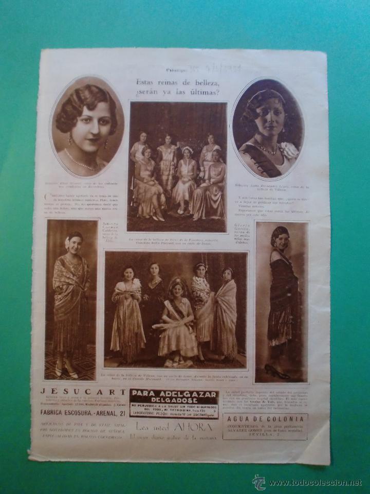 Collecting paper: REINAS DE LA BELLEZA DE JEREZ D LA FRONTERA VILLENA ELDA VALENCIA MADRID - BOB-SLEIGH - 7/3/1931