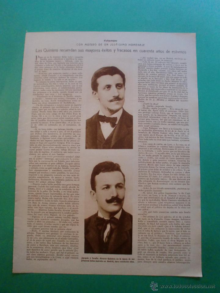 Sammelleidenschaft Papier: JOAQUIN Y SERAFIN ALVAREZ QUINTERO RECUERDAN SUS MAYORES EXITOS Y FRACASOS - 193....