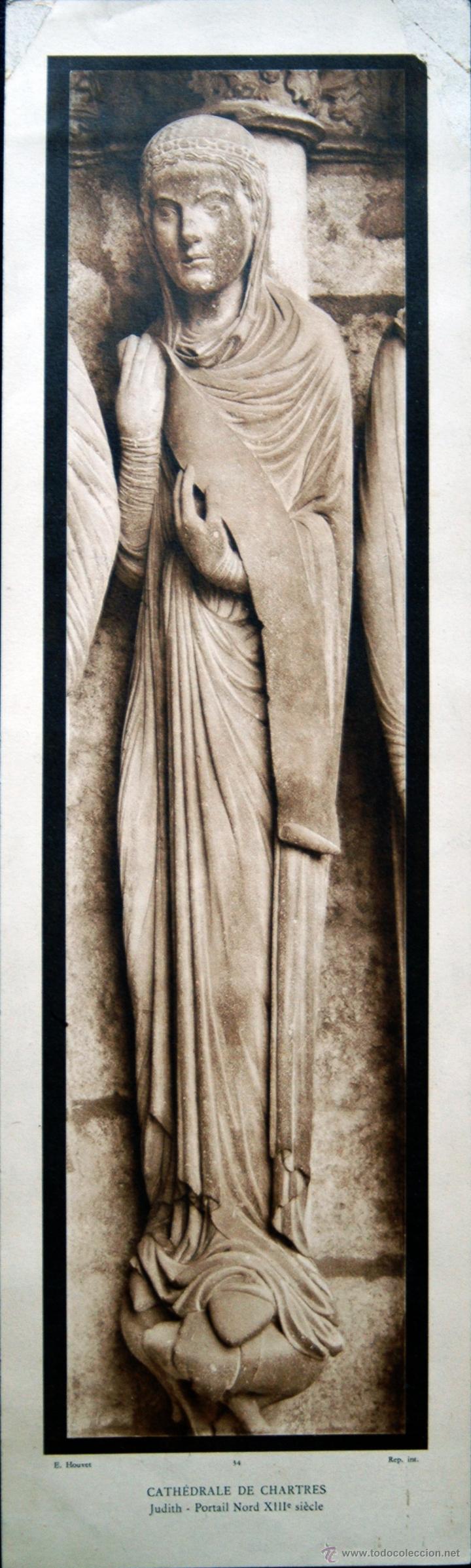 Coleccionismo: Lamina antigua Joudit, Catedral de Chartres E houvet 43 x 13 cm
