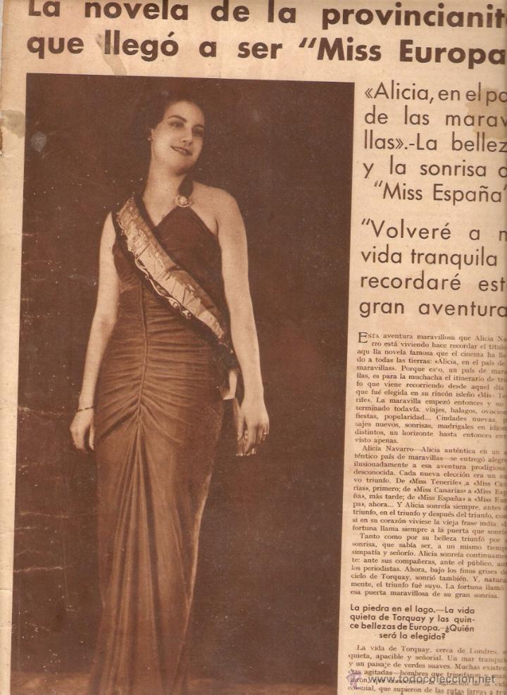 Collecting paper: A&Ntilde;O 1935 RECORTE PRENSA TENERIFE ALICIA NAVARRO MISS ESPA&Ntilde;A MISS EUROPA