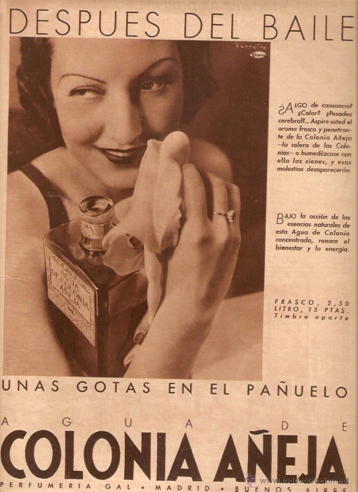 Colecionismo: A&Ntilde;O 1935 RECORTE PRENSA PUBLICIDAD AGUA DE COLONIA A&Ntilde;EJA PERFUMERIA GAL