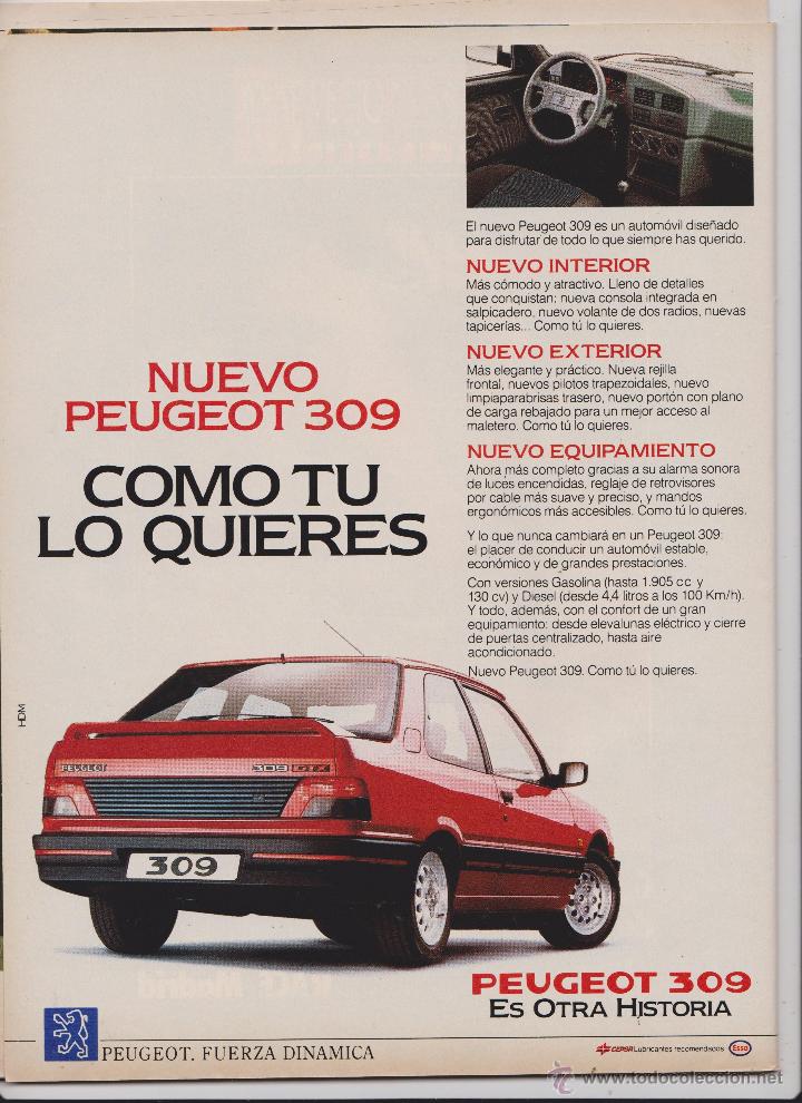 Coleccionismo: Publicidad Automovil Peugeot 309