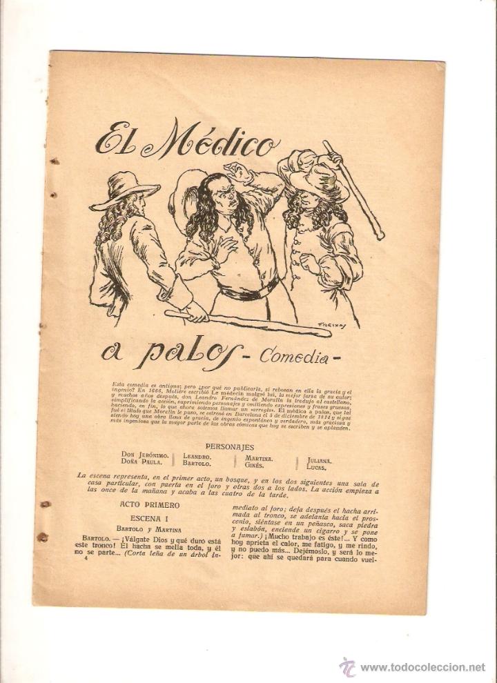 Collectionnisme: A&Ntilde;O 1926 RECORTE PRENSA TEATRO COMEDIA EL MEDICO A PALOS ILUSTRACIONES FREIXAS DIBUJO