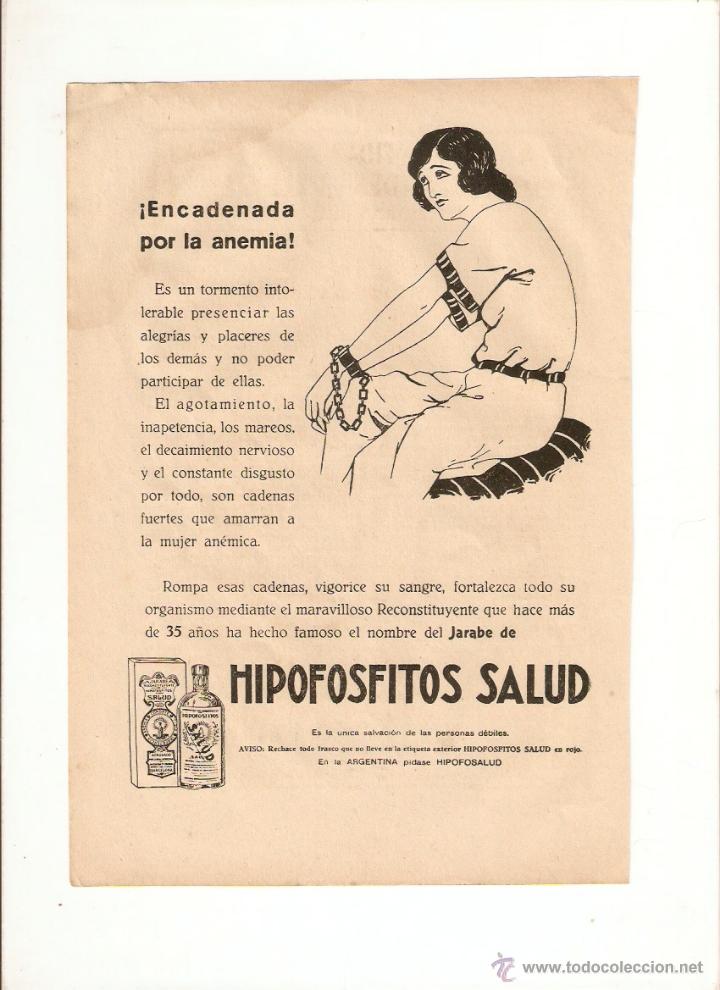 Coleccionismo: A&Ntilde;O 1925 RECORTE PRENSA PUBLICIDAD JARABE HIPOFOSFITOS SALUD ANEMIA RECONSTITUYENTE