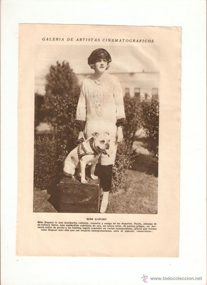 Collecting paper: A&Ntilde;O 1925 RECORTE PRENSA CINE FOTOGRAFIA MISS DUPONT VICTOR VARCONI ARTISTA ACTOR ACTRIZ