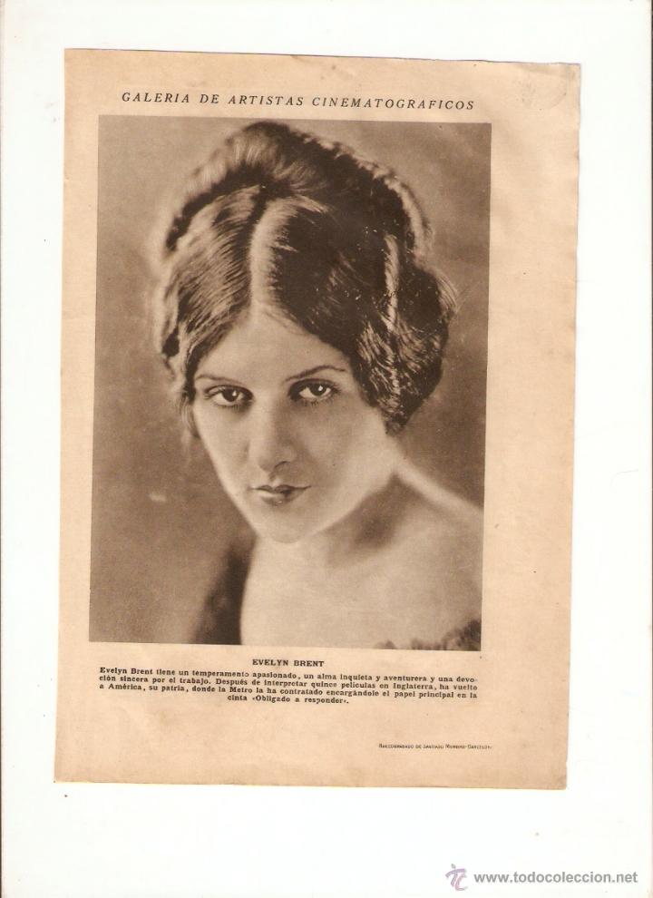 Collectionnisme: A&Ntilde;O 1925 RECORTE PRENSA CINE FOTOGRAFIA EVELYN BRENT ELIONOR FAIR ARTISTA ACTRIZ