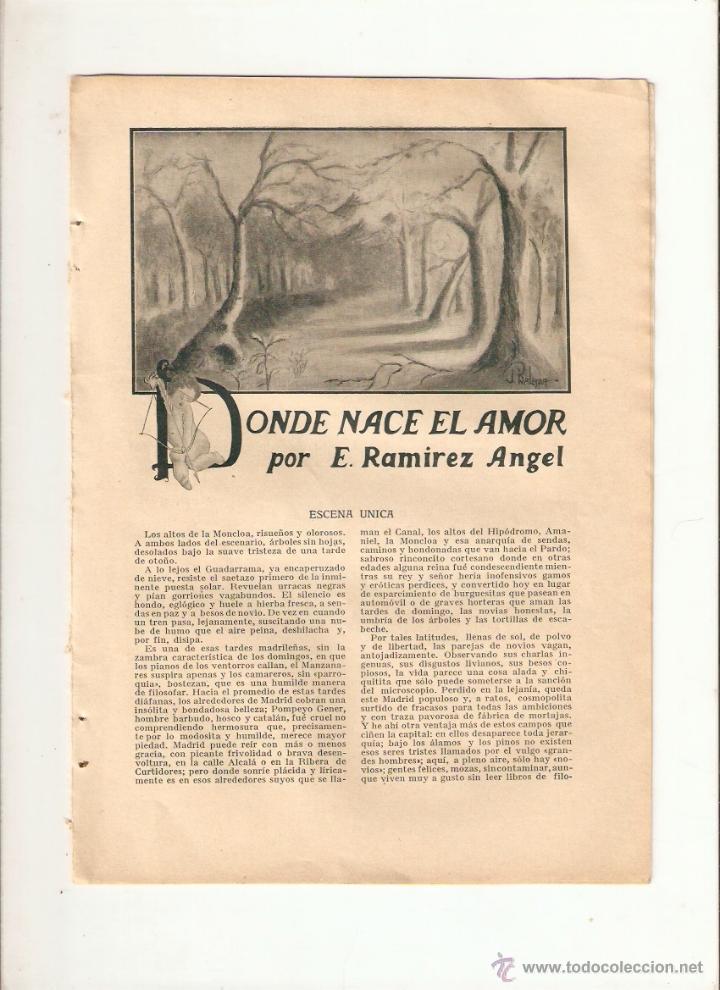 Coleccionismo: A&Ntilde;O 1925 RELATO CORTO OBRA TEATRO DONDE NACE EL AMOR RAMIREZ ANGEL ILUSTRACIONES J BALADA DIBUJO