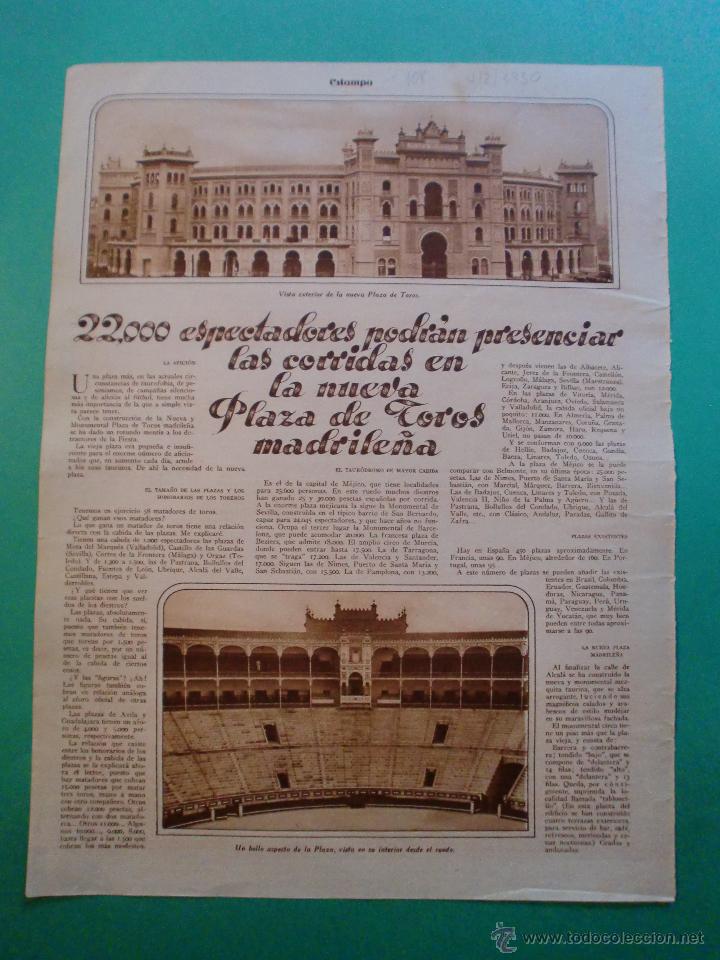 Coleccionismo: NUEVA PLAZA DE TOROS PARA MADRID 22.000 ESPECTADORES - 4/2/1930