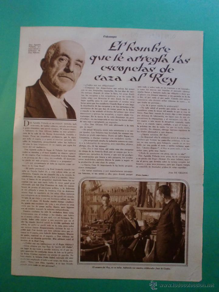 Collecting paper: EL HOMBRE QUE LE ARREGLABA LAS ESCOPETAS AL REY DON AGUSTIN PE&Ntilde;UELA - 29/4/1930