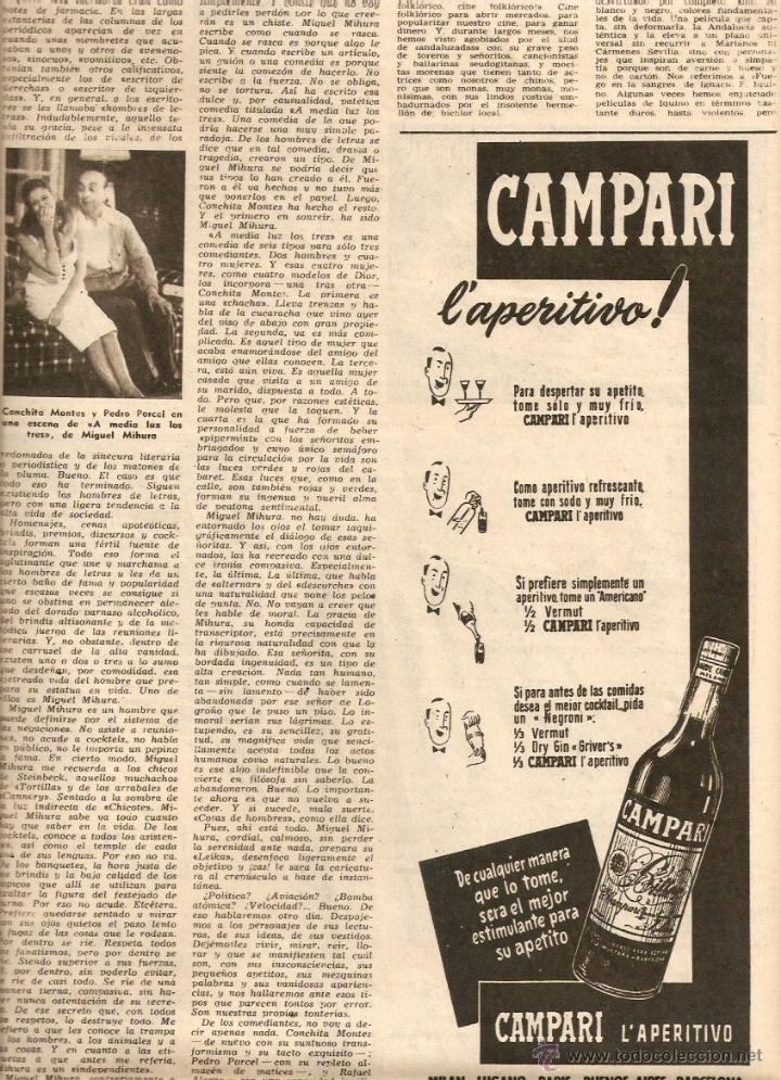 Coleccionismo: A&Ntilde;O 1953 RECORTE PRENSA PUBLICIDAD APERITIVO CAMPARI PA&Ntilde;OS RAMOS JARABE YER ALFOMBRAS JOSE LLEDO MAS