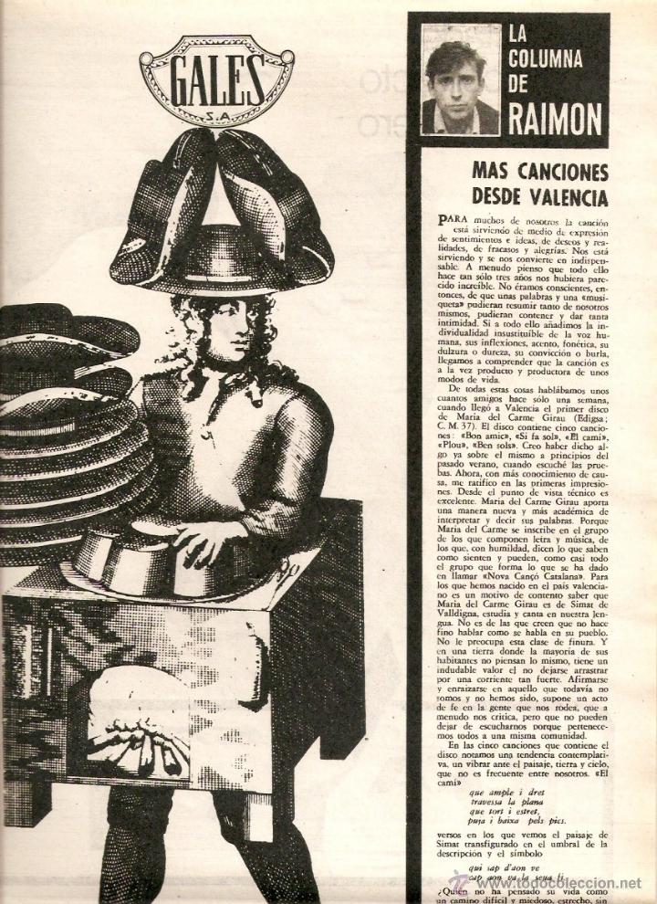 Collectionnisme: A&Ntilde;O 1964 RECORTE PRENSA LA COLUMNA DE RAIMON CANCIONES DESDE VALENCIA PUBLICIDAD CREMA AFEITAR LEA