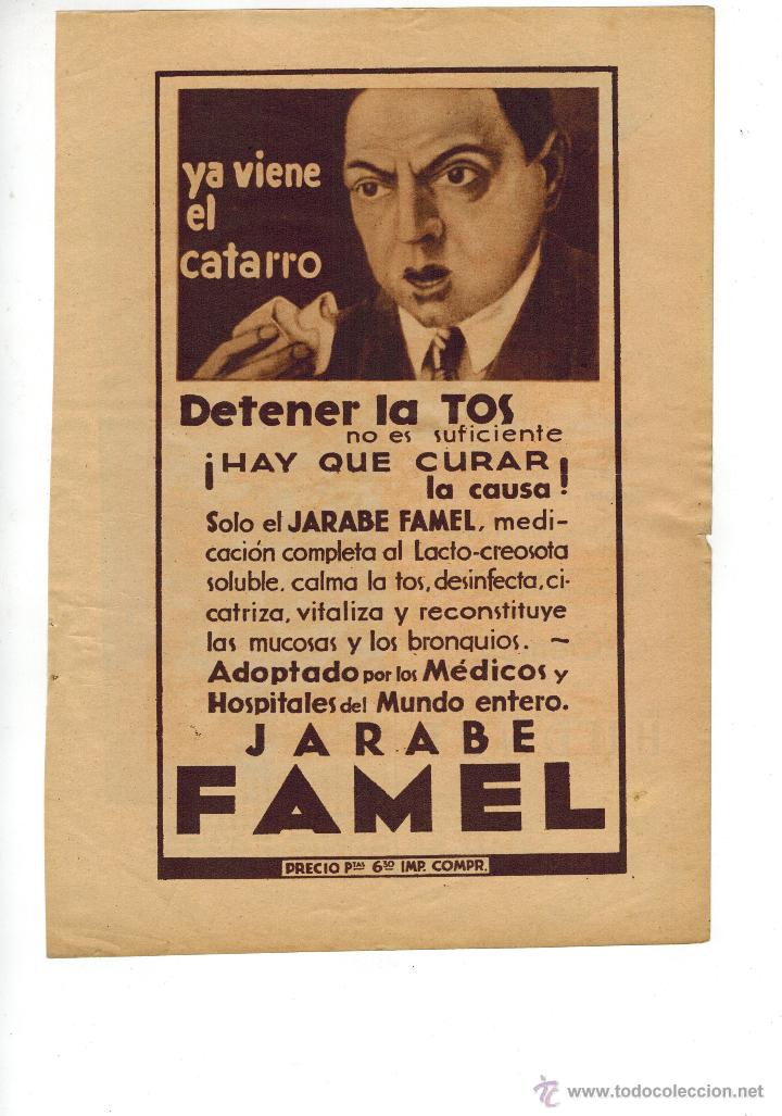 Collectionnisme: A&Ntilde;O 1934 RECORTE PRENSA PUBLICIDAD JARABE FAMEL TOS CATARRO