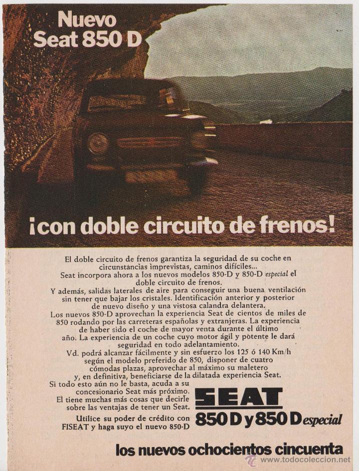 Collezionismo: publicidad automovil seat 850 D