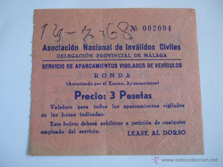 Colecionismo: ASOCIACION NACIONAL DE INVALIDOS - MALAGA - ESTACIONAMIENTO -A&Ntilde;OS 60 - PUBLICIDAD HOTEL ROYAL