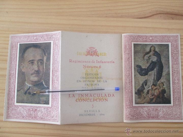 Coleccionismo: Programa Festejos Patrona del Arma, Regimiento Infanteria n&ordm; 6, Sevilla, Diciembre 1941. Franco