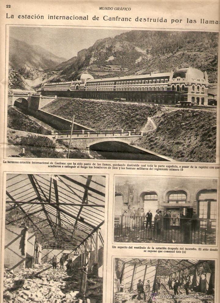 Coleccionismo: A&Ntilde;OS 30 RECORTE PRENSA INCENDIO ESTACION INTERNACIONAL DE CANFRAN TREN FERROCARRIL