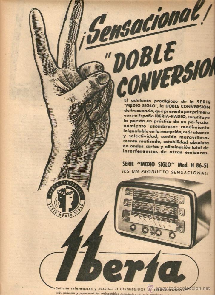 Coleccionismo: A&Ntilde;O 1951 RECORTE PRENSA PUBLICIDAD IBERIA RADIO BARCELONA SERIE MEDIO SIGLO