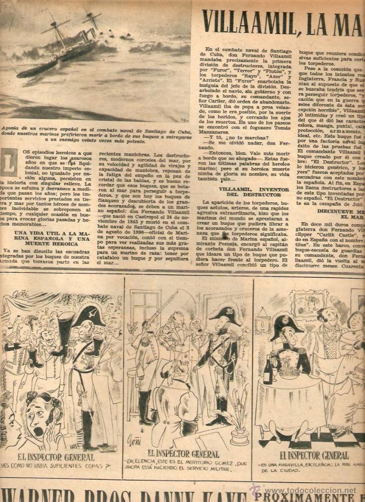 Collectionnisme: A&Ntilde;O 1950 RECORTE PRENSA VILLAAMIL MARINA ESPA&Ntilde;OLA DESTROYER PUBLICIDAD ASPIRINA BAYER