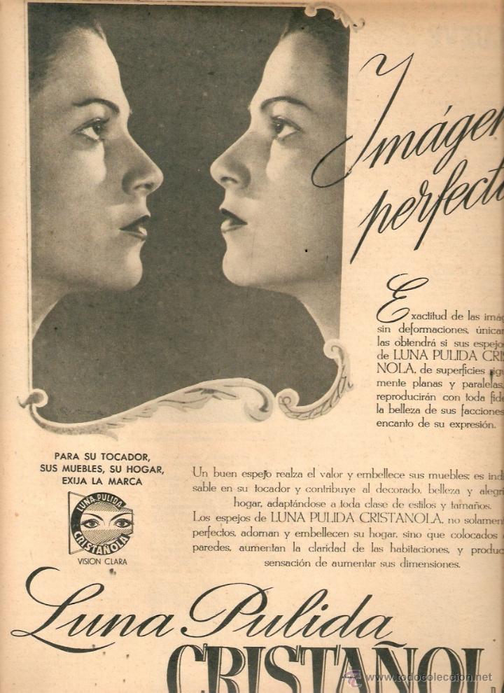Collecting paper: A&Ntilde;O 1950 RECORTE PRENSA PUBLICIDAD LUNA PULIDA CRISTA&Ntilde;OLA CRISTAL ESPEJO