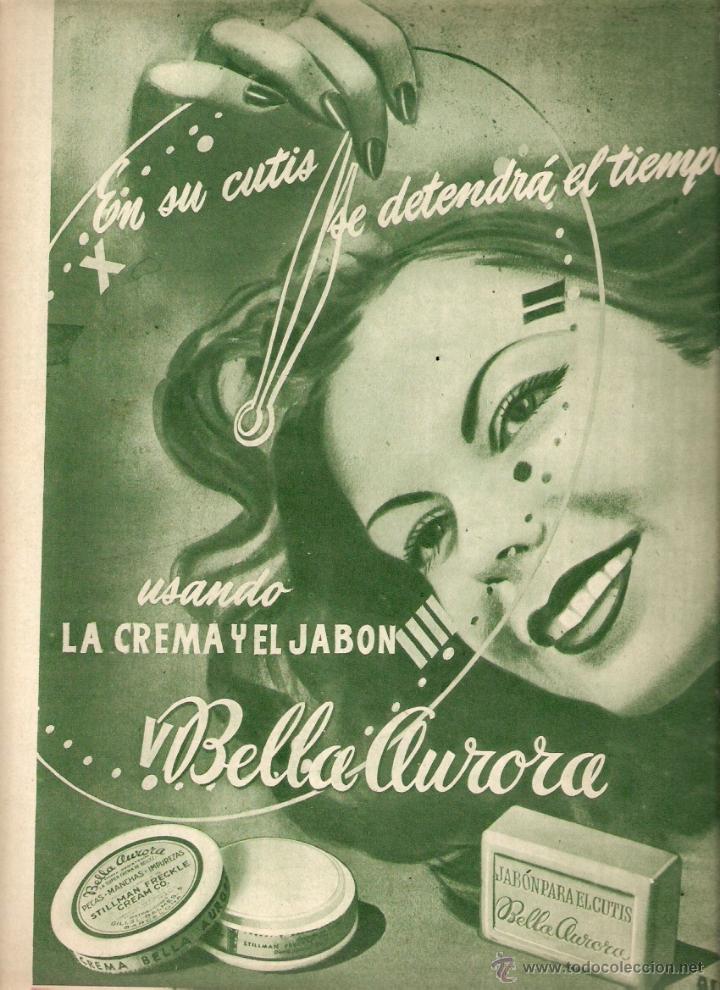 Collectionnisme: A&Ntilde;O 1950 RECORTE PRENSA PUBLICIDAD JABON PARA EL CUTIS BELLA AURORA COSMETICA STILLMAN