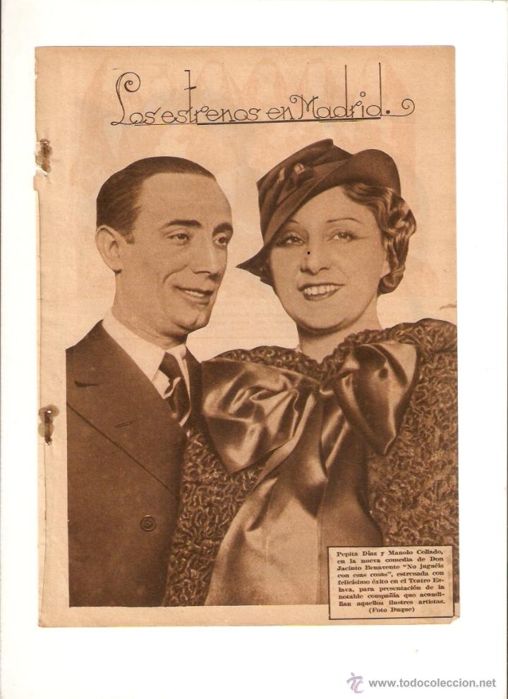 Collecting paper: A&Ntilde;O 1935 TEATRO PEPITA DIAZ MANOLO COLLADO ESLAVA MARIA MAYOR ANTONIO DIEGUEZ LOS SANDOVALES COMEDIA