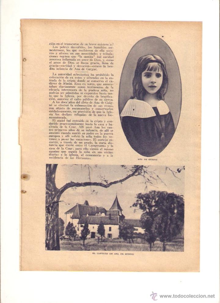 Collezionismo: A&Ntilde;O 1935 RECORTE PRENSA ANNENCY SANTA BEATIFICACION ANITA ANA DE GUIGNE