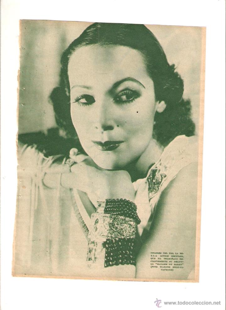 Collezionismo: A&Ntilde;O 1934 RECORTE PRENSA CINE DOLORES DEL RIO ACTRIZ CINEMATOGRAFICA ARTISTA