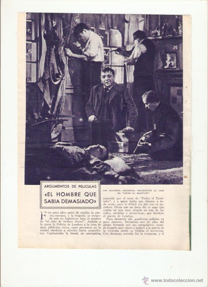 Collectionnisme: A&Ntilde;O 1935 CINE RECORTE PRENSA ARGUMENTO PELICULA EL HOMBRE QUE SABIA DEMASIADO FILM