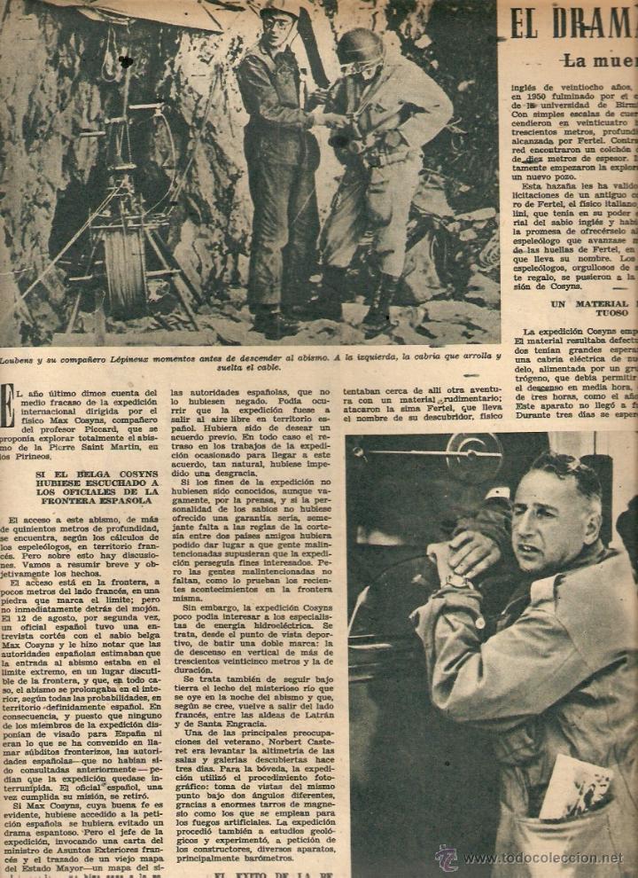 Coleccionismo: A&Ntilde;O 1952 MUERTE EXPLORADOR LOUBENS EN LA PIERRE SAINT MARTIN ESPELEOLOGIA CUEVA EXPEDICION COSYNS