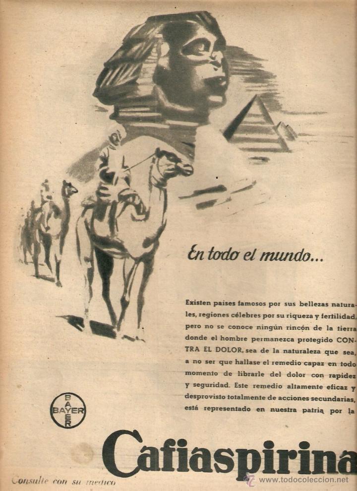 Collectionnisme: A&Ntilde;O 1950 RECORTE PRENSA PUBLICIDAD CAFIASPIRINA BAYER
