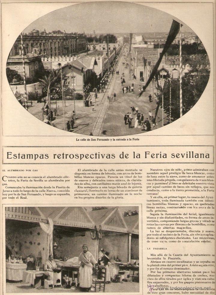 Collecting paper: A&Ntilde;O 1931 RECORTE PRENSA FERIA DE SEVILLA ALUMBRADO POR GAS CALLE SAN FERNANDO PASARELA VENTA ENANO