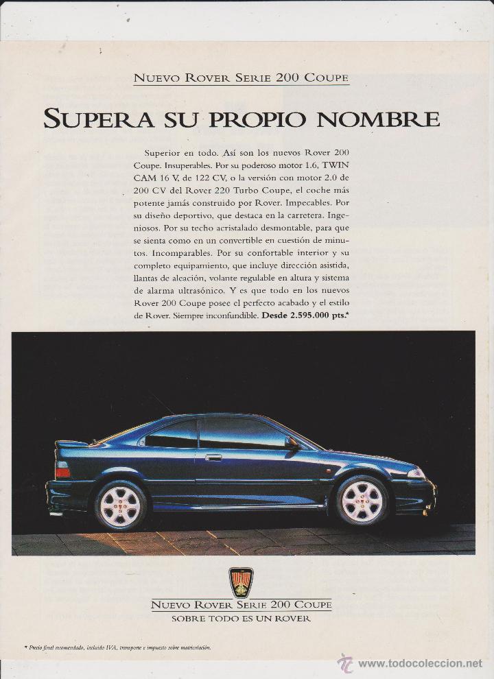Sammelleidenschaft Papier: publicidad automovil rover serie 200 coupe