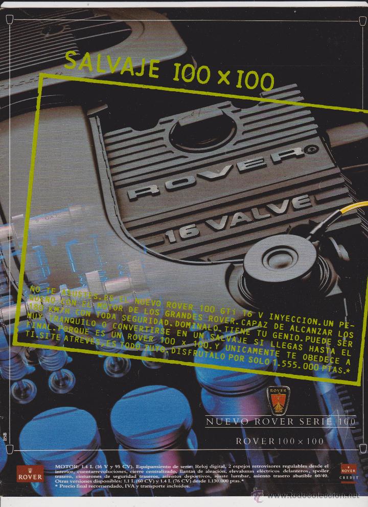 Collezionismo: publicidad automovil rover serie 100