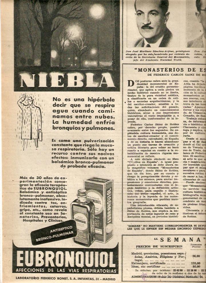 Collecting paper: A&Ntilde;O 1954 RECORTE PRENSA PUBLICIDAD RESFRIADO EUBRONQUIOL LABORATORIO FEDERICO BONET