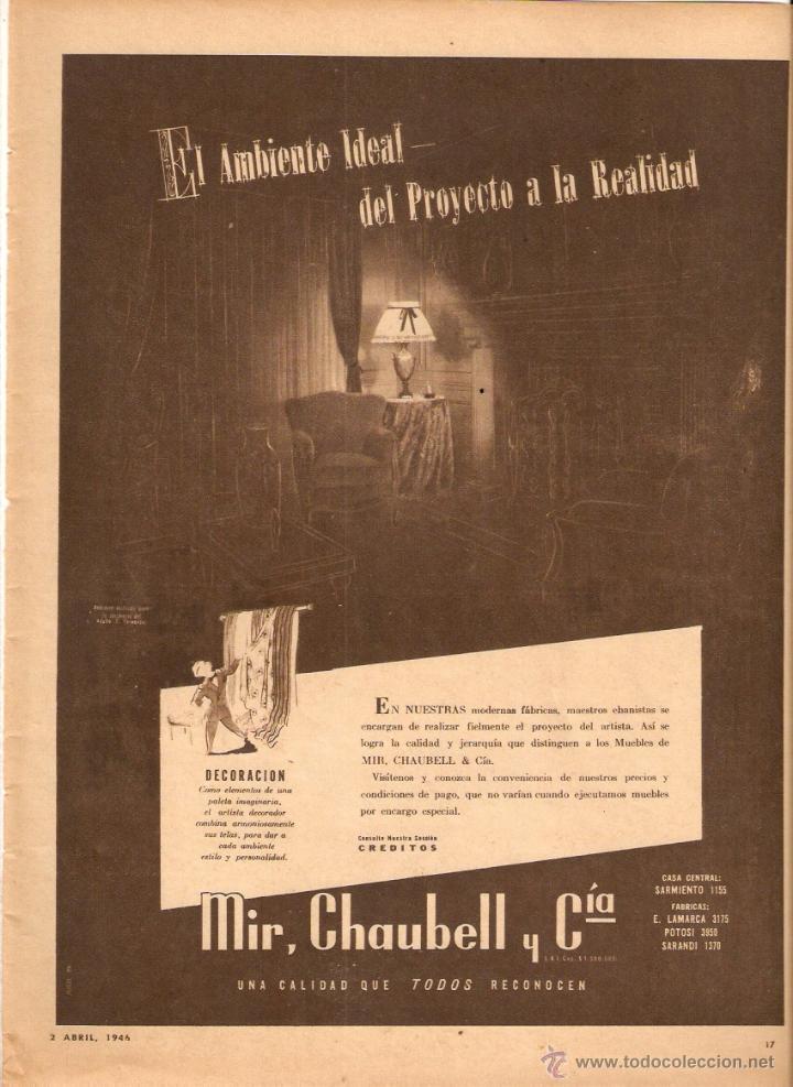 Coleccionismo: A&Ntilde;O 1946 RECORTE PRENSA PUBLICIDAD DECORACION MIR CHAUBELL Y CIA ARGENTINA