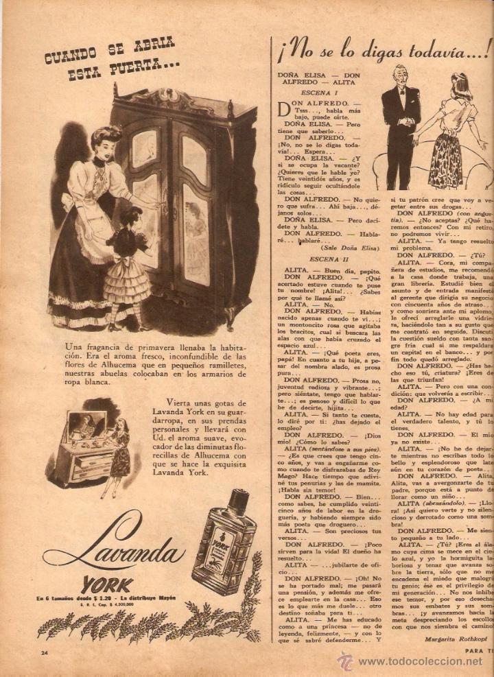 Collecting paper: A&Ntilde;O 1946 RECORTE PRENSA PUBLICIDAD BELLEZA CREMA MANOS HINDS LAVANDA YORK AMBIENTADOR FRAGANCIA